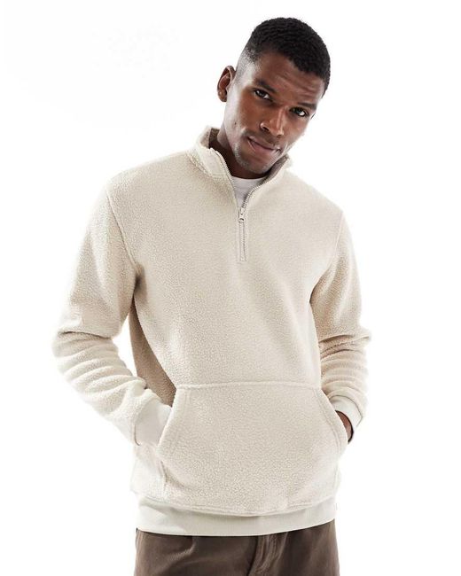 Pile Color Pietra Con Zip Corta di Only & Sons in Natural da Uomo
