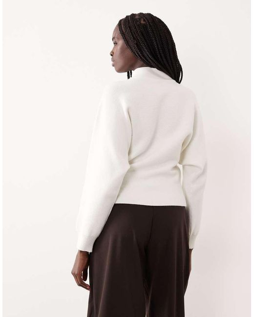 Mango White High Neck Jumper With Statement Buttons