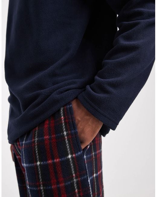 Loungeable – herren-pyjama-set mit fleece-hose in Blue für Herren