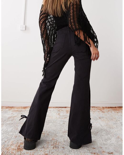 Monki Black – hose mit weitem bein