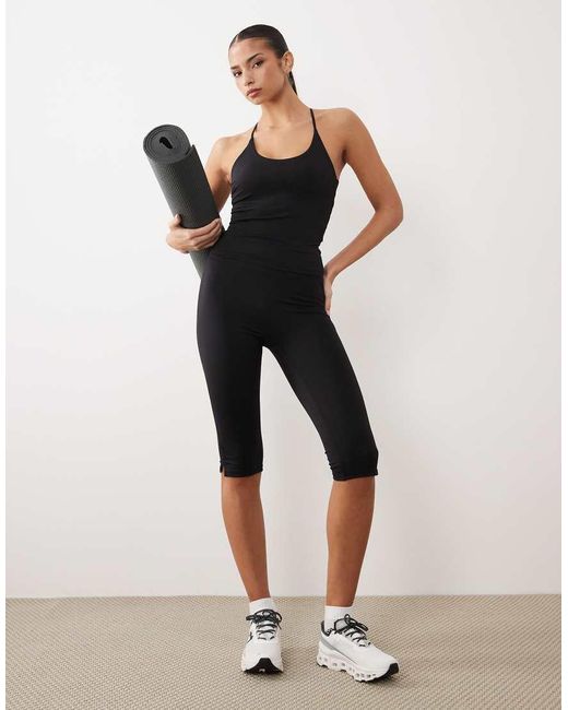 Gina Tricot Black Mix And Match Strappy Back Yoga Top