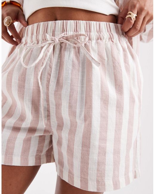 ASOS White Linen Look Pull On Shorts Co-ord