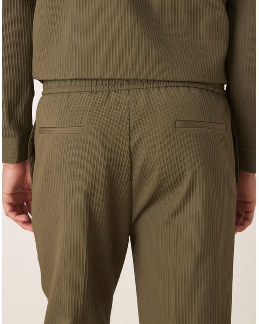 ASOS Natural Tapered Smart Co-ord Pull On Trousers for men