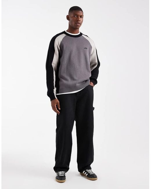 Cotton On Gray Long Sleeve Paneled Crew Neck T-shirt for men