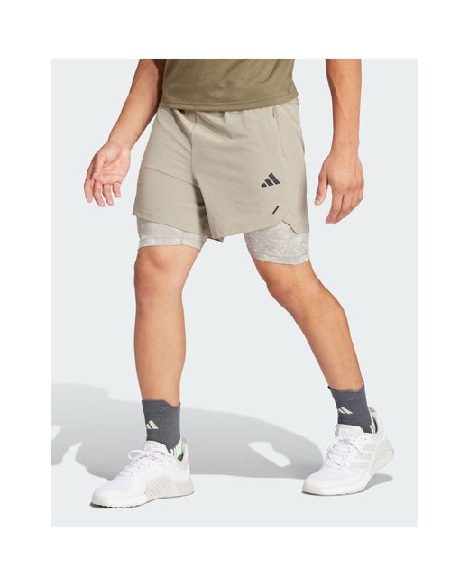 Pantalones cortos verdes con diseño 2 en 1 power workout Adidas Originals de hombre de color Green