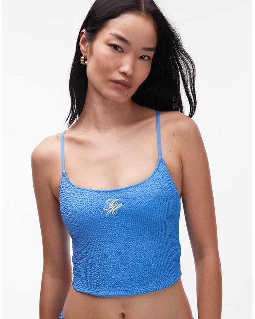 Tommy Hilfiger Blue Resort Crinkle Tankini Top