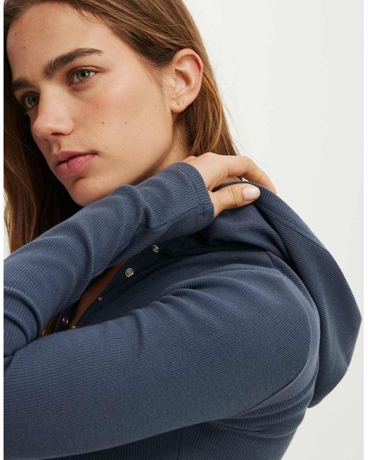 Cotton On Blue Hooded Blake Henley Long Sleeve