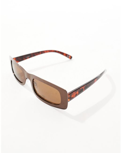 ASOS White Metal Rectangle Sunglasses for men