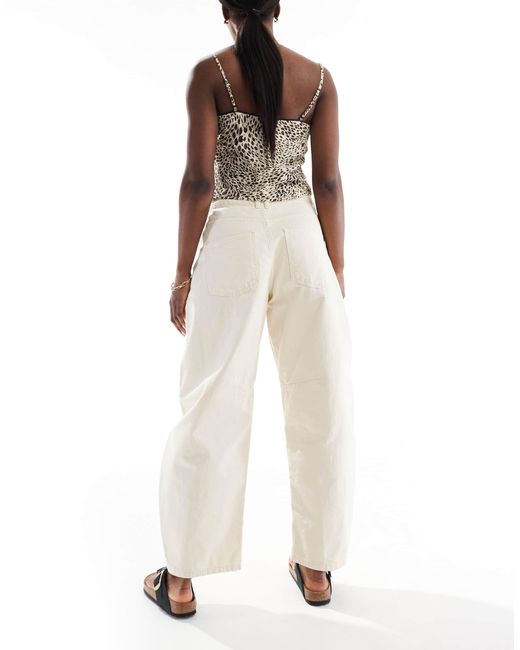 ASOS Natural Barrel Leg Jeans With Side Seam Detail