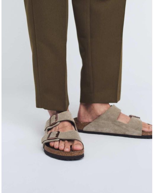 Birkenstock White Arizona Regular Fit Suede Sandals