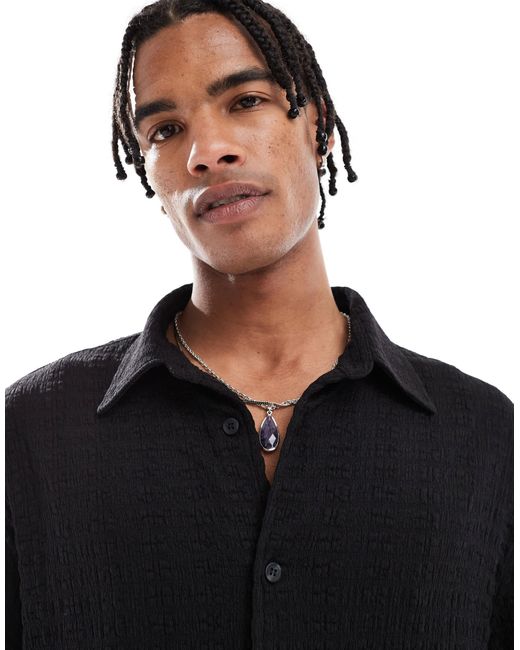 Chemise en maille texturée Bershka pour homme en coloris Black