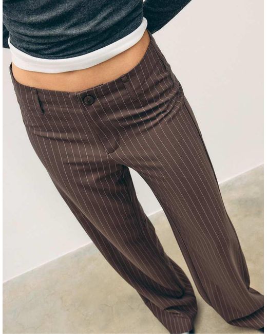 Stradivarius Blue Slim Fit Straight-Leg Smart Trousers