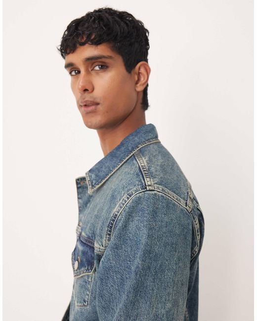 ASOS – trucker-jeansjacke in Blue für Herren
