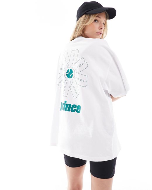 Camiseta blanca unisex con estampado gráfico en la espalda Prince de color White