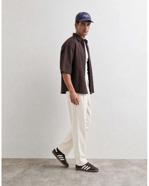 ASOS Natural Tailored Oversized Tapered Trousers for men