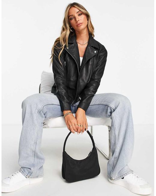 Y.A.S Black Sophie Soft Leather Biker Jacket