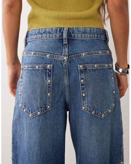 Mango Blue Straight Jean With Side Studs