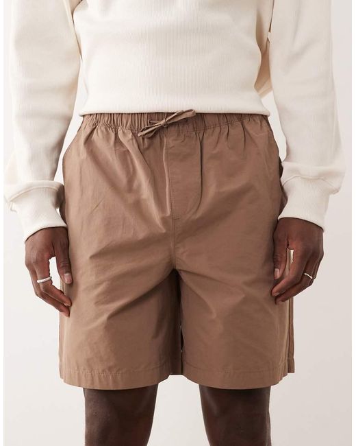 New Look Natural Pull On Parachute Shorts for men