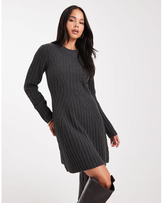ASOS Black – strukturiertes mini-strickkleid