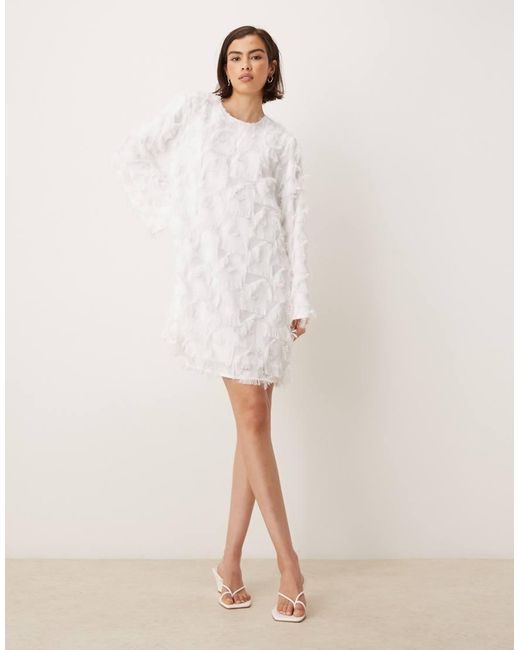 Y.A.S Natural Textured Long Sleeve Mini Dress