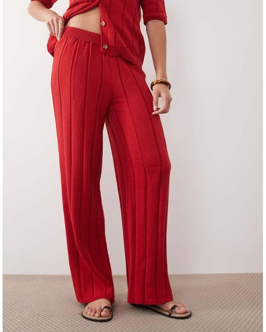 ASOS Red Knitted Cotton Trouser Co-ord