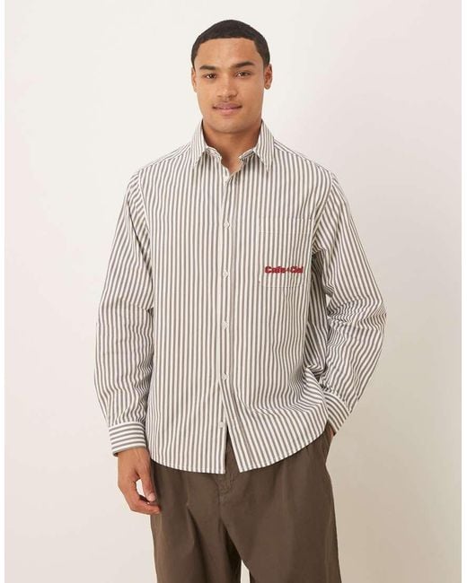 Camicia Vestibilità Comoda di ASOS in Natural da Uomo