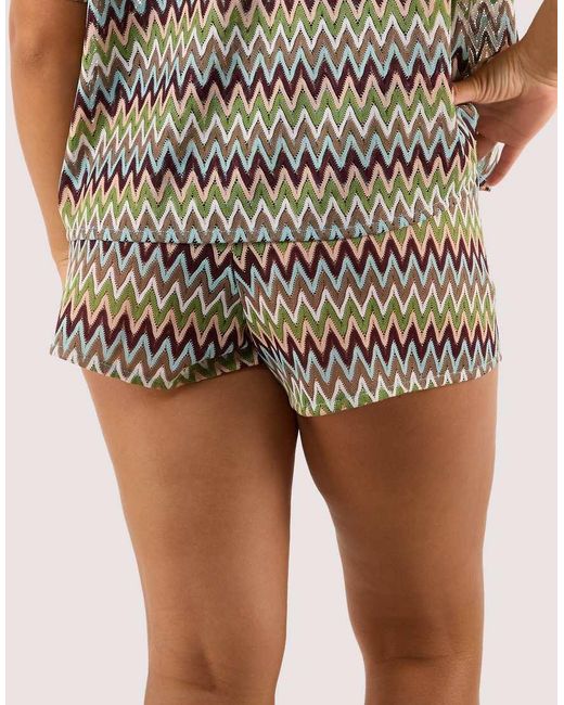 Wolf & Whistle Green Kalahari Zig Zag Crochet Beach Shorts