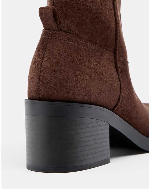 Stradivarius Brown Knee Length Heeled Boots