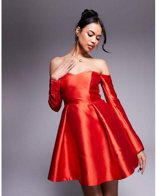 EVER NEW Red Structu Mini Dress