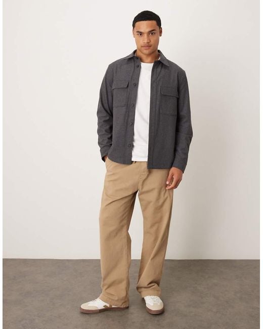 Mango Gray Pocket Detail Wool Mix Jacket for men