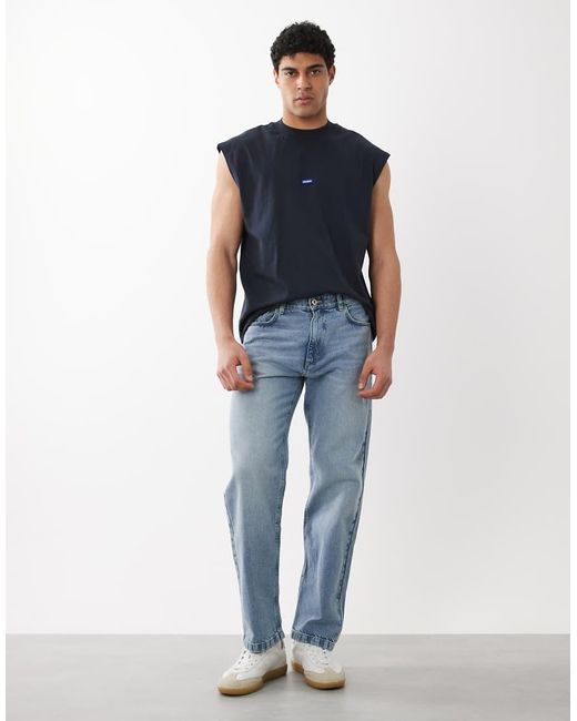 HUGO Blue Hugo Sleeveless Cotton T-shirt With Logo Detail for men