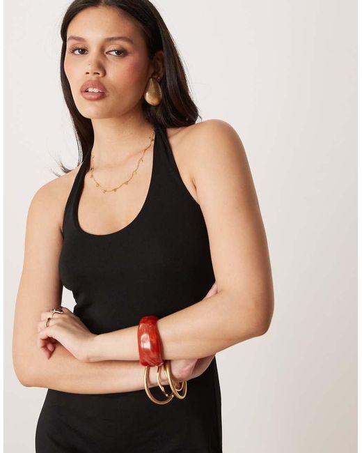 Gina Tricot Black Tie Up Backless Halterneck Midaxi Dress