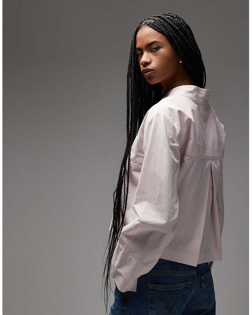 Camicia Squadrata Lilla Pallido Con Collo Alla Coreana di ASOS in Gray