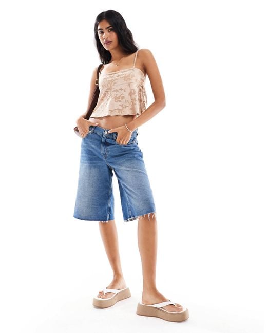 Miss Selfridge Blue – boho-camisole mit strukturiertem ausbrennermuster
