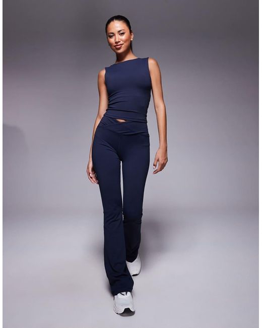 4505 Blue Icon High Neck Tank With Inner Bra
