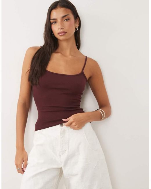 Gina Tricot Brown Strap Singlet Top