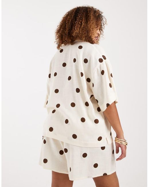 ASOS Natural Asos Design Curve Revere Collar Linen Look Shirt