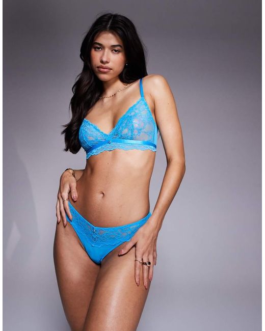 Ann Summers Blue Sexy Lace Two Tone Thong