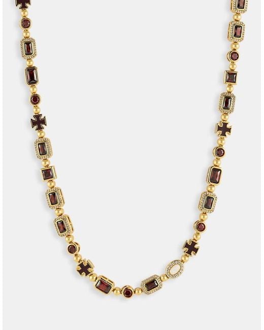 CERNUCCI Metallic Burgundy Multi Gemstone 6Mm Chain