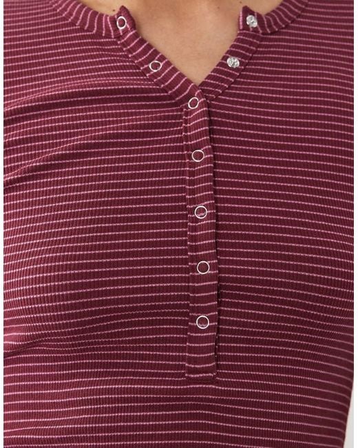 Cotton On Red Blake Henley Long Sleeve Top
