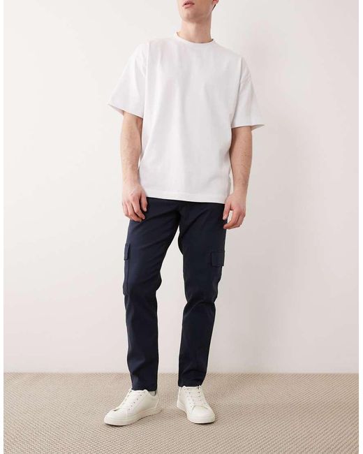 ASOS White Tapered Cargo Pants for men