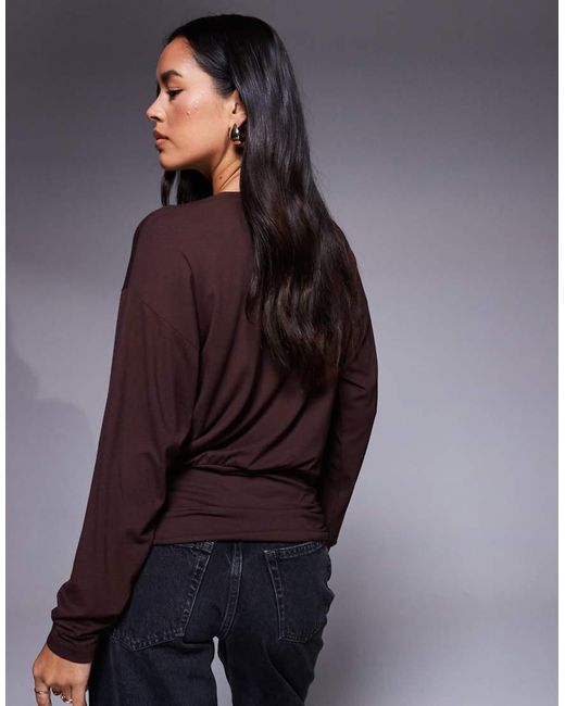 ASOS Purple Cinched Waist Batwing Top