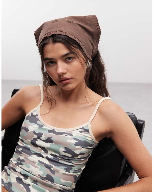 Collusion Brown Broderie Trim Headscarf
