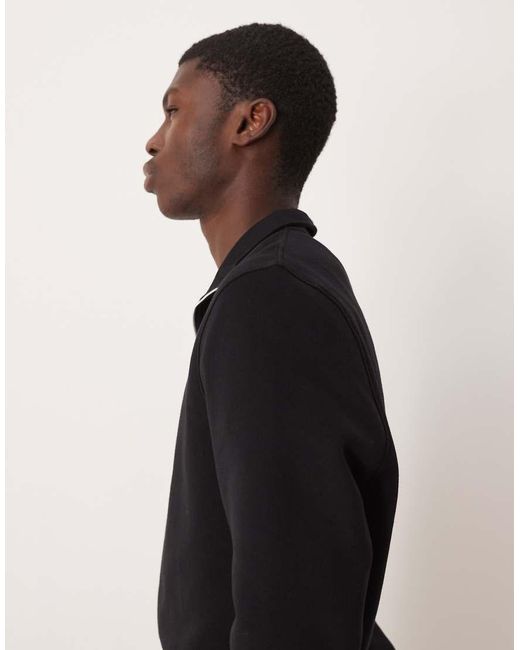 ASOS Black Essential Sweatshirt With Quarter Zip for men