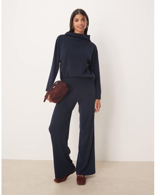 Pull en maille douce d'ensemble à col montant Mango en coloris Blue