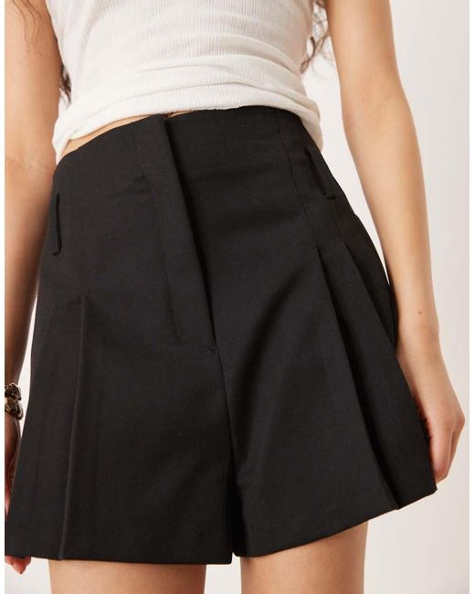 Pantalones Cortos De Sastre Negros De Talle Alto De ASOS de color Natural