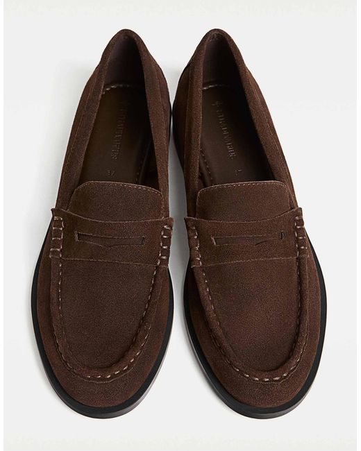 Stradivarius White – loafer aus wildleder