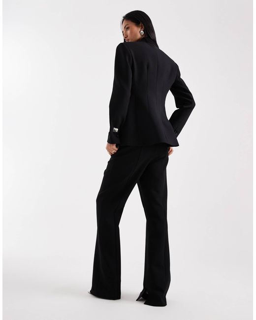 Pantalon d'ensemble évasé élégant style smoking coupe ajustée ASOS en coloris Black