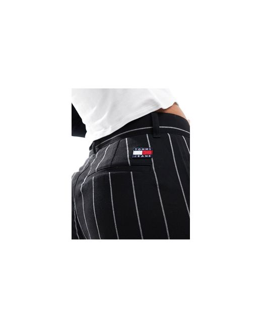 Tommy Hilfiger Black Claire High Rise Wide Pinstripe Pants