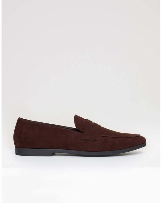 Threadbare Brown Faux Suede Penny Loafers for men
